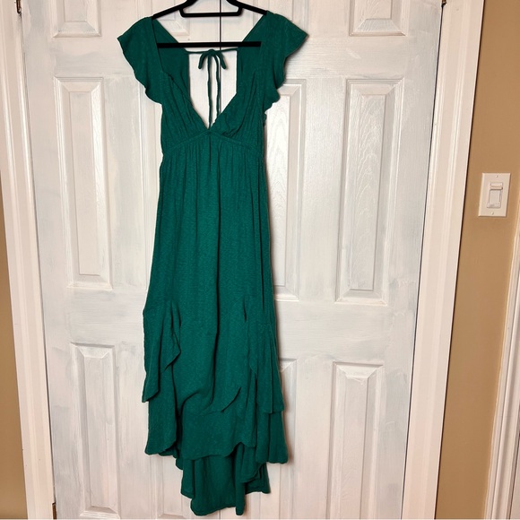 FREE PEOPLE 'Aquamarine' Cotton Teal Blue Flowy Coastal Maxi Dress - Size S - Picture 8 of 15